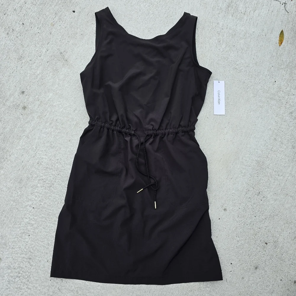 Calvin Klein Black Charcoal Mini Dress Swim Cover Up SZ 10 - Picture 2 of 8